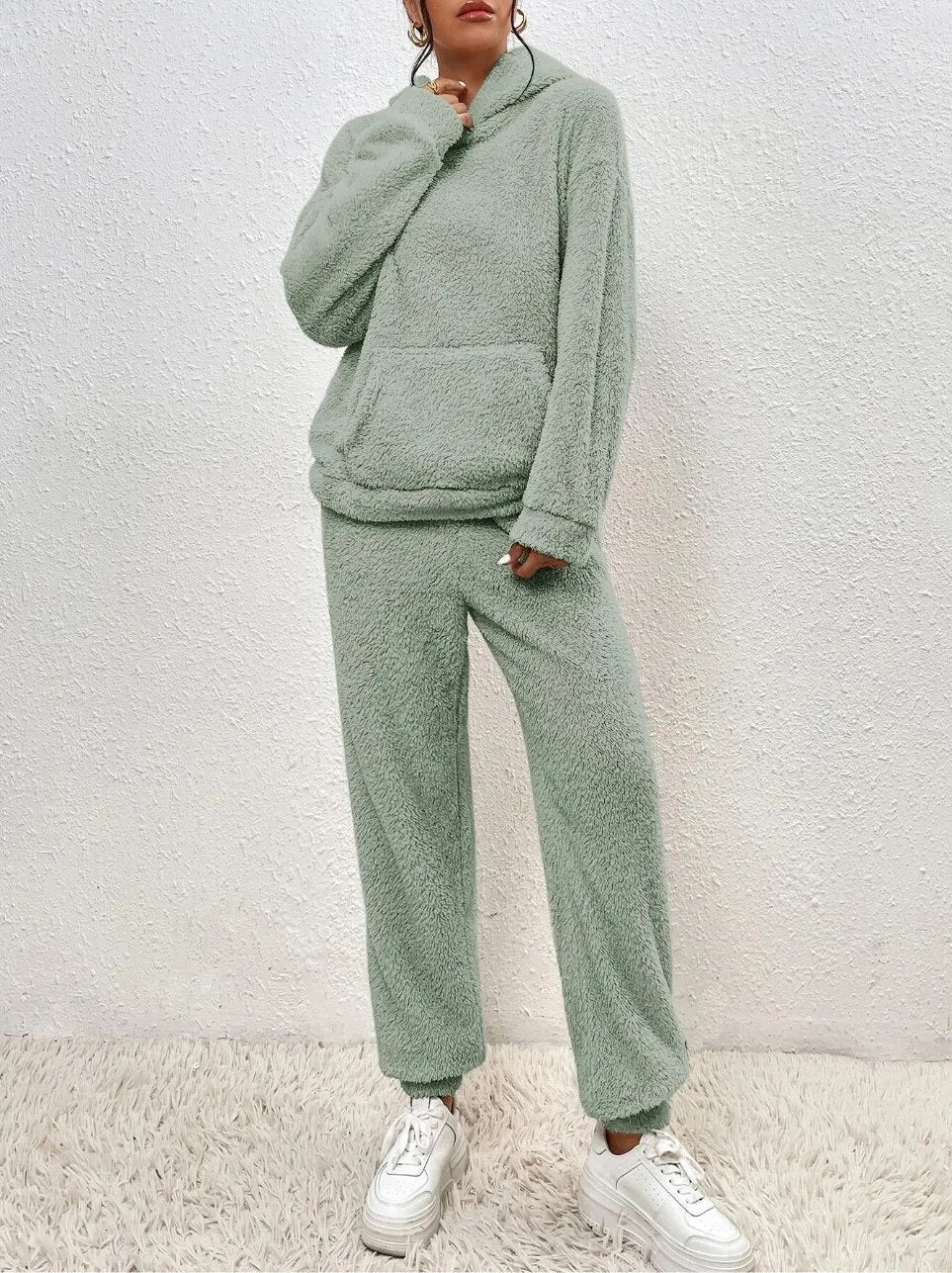 Women's Teddy Fleece House Set – Hooded Plush Lounge Suit