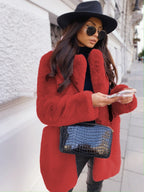Women's Oversized Faux Fur Jacket – Plush Collar Winter Coat
