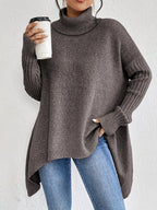 Women's Oversized High Neck Sweater – Relaxed Long Sleeve Winter Sweater
