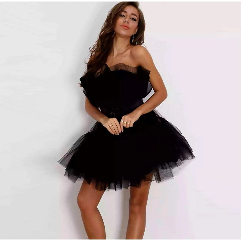 Women's Tulle Layered Party Dress – Festive Formal Evening Dress