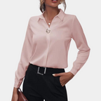 Women's Office Shirt Blouse – Collared Long Sleeve Button Blouse