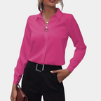 Women's Office Shirt Blouse – Collared Long Sleeve Button Blouse
