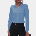 Women's Office Shirt Blouse – Collared Long Sleeve Button Blouse