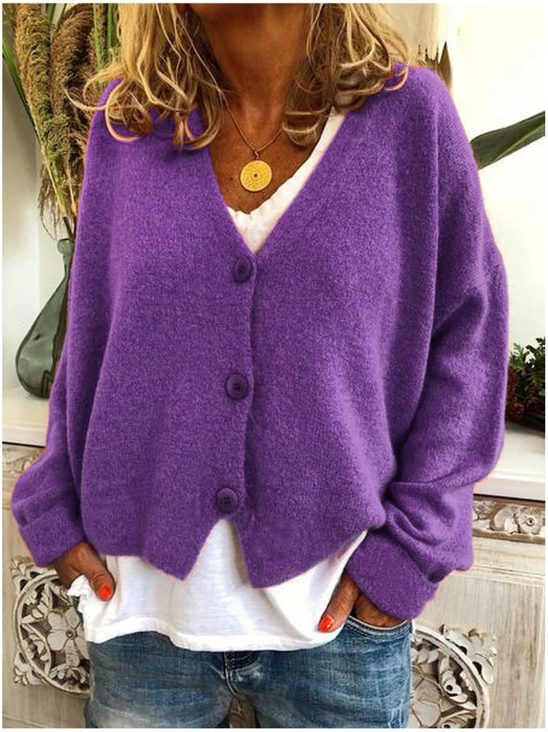 Women's Relaxed Everyday Cardigan – Long Sleeve Knit Cardigan