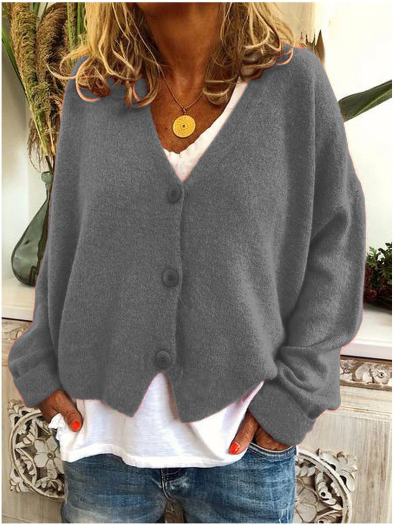 Women's Relaxed Everyday Cardigan – Long Sleeve Knit Cardigan