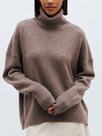 Women's Oversized High Neck Sweater – Slouchy Turtleneck Knit Pullover