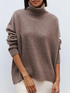 Women's Oversized High Neck Sweater – Slouchy Turtleneck Knit Pullover