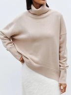 Women's Oversized High Neck Sweater – Slouchy Turtleneck Knit Pullover