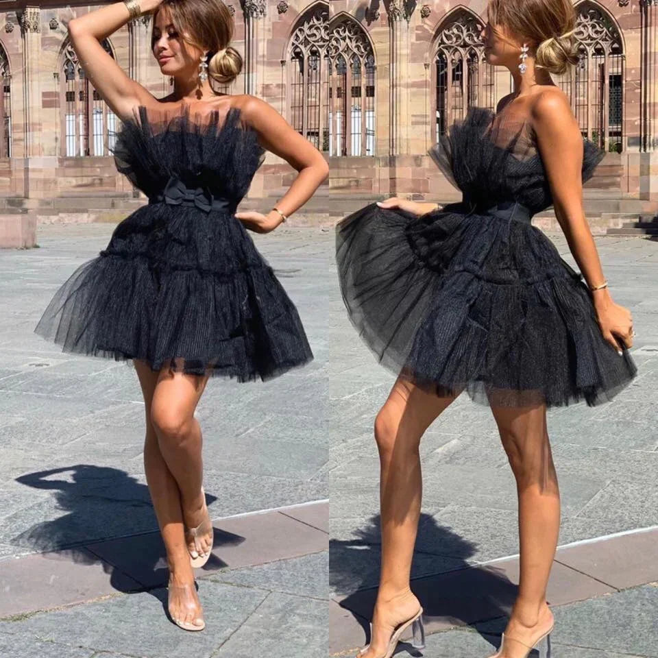 Women's Tulle Layered Party Dress – Festive Formal Evening Dress
