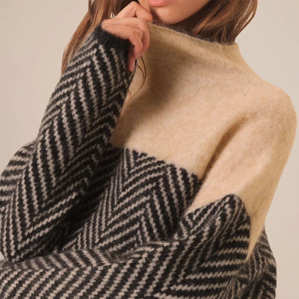 Women's High Neck Winter Sweater – Relaxed Long Sleeve Knit Sweater