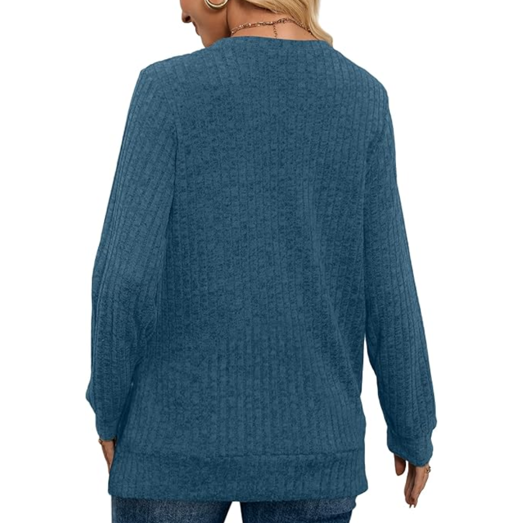 Women's V-Neck Longline Sweater – Lightweight Tunic Knit Sweater