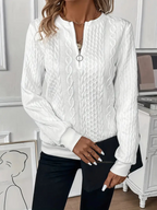 Women's High Neck Zip Sweater – Long Sleeve Zip Front Knit Pullover