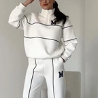 Women's Quarter Zip Tracksuit – Relaxed Jogger Lounge Set