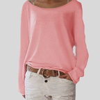 Women's Round Neck Knit Sweater – Relaxed Long Sleeve Sweater