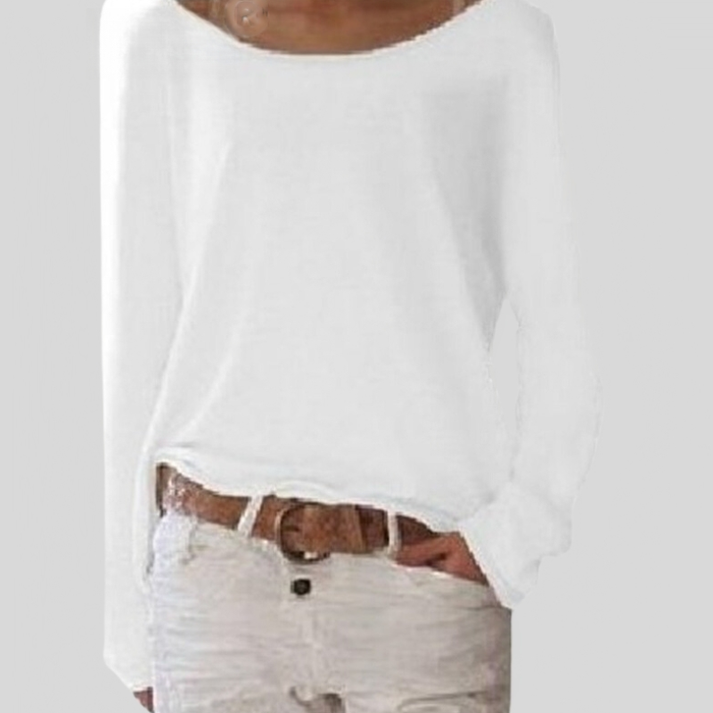 Women's Round Neck Knit Sweater – Relaxed Long Sleeve Sweater