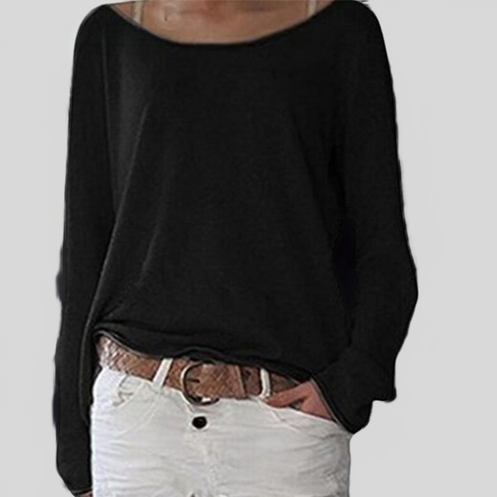 Women's Round Neck Knit Sweater – Relaxed Long Sleeve Sweater