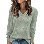 Women's V-Neck Longline Sweater – Lightweight Tunic Knit Sweater