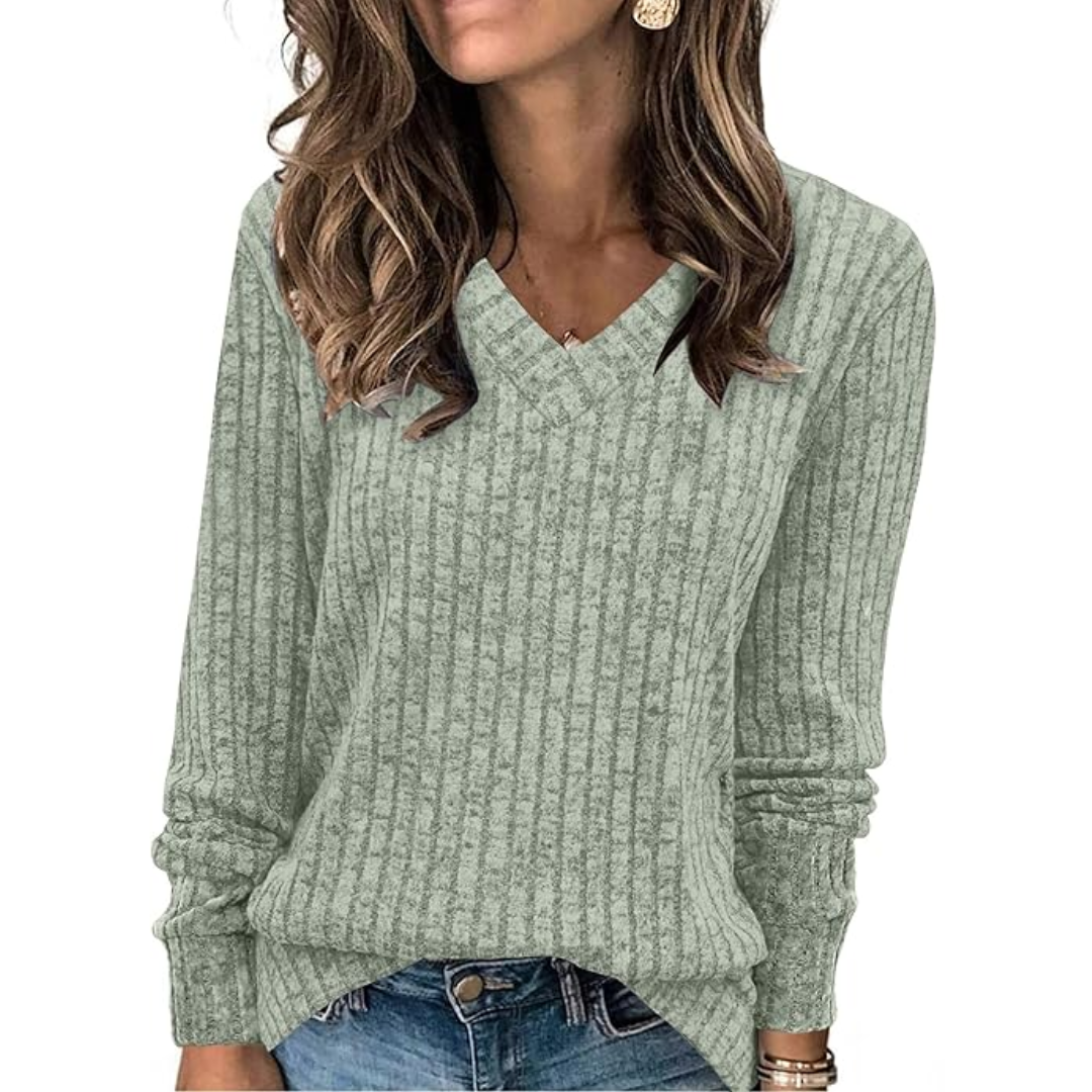 Women's V-Neck Longline Sweater – Lightweight Tunic Knit Sweater