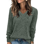 Women's V-Neck Longline Sweater – Lightweight Tunic Knit Sweater