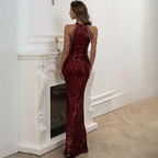 Women's Glitter Shimmer Evening Dress – Sparkly Formal Party Dress