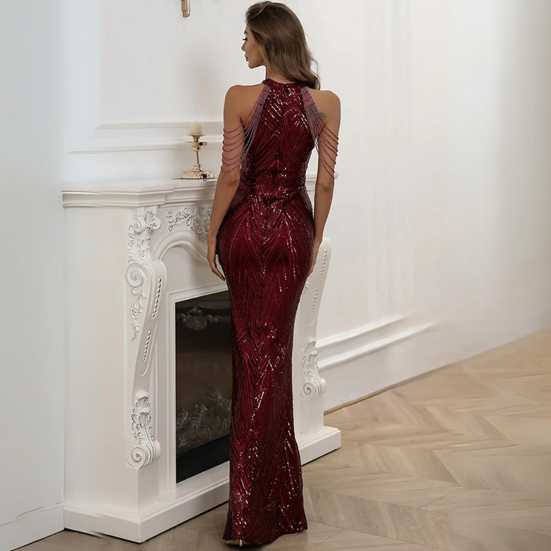 Women's Glitter Shimmer Evening Dress – Sparkly Formal Party Dress