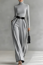 Women's Collared Wide Leg Jumpsuit – Tailored High Neck Formal Jumpsuit