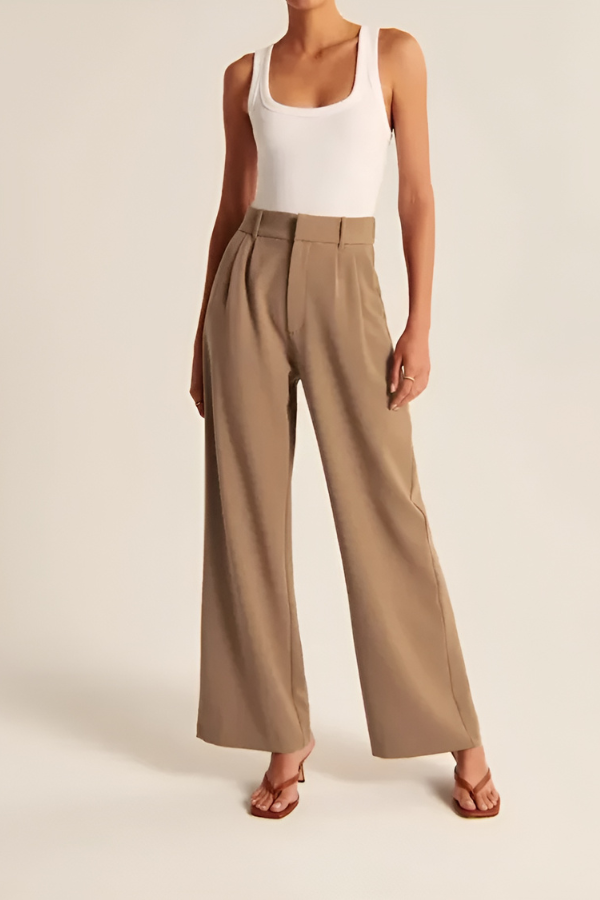Women's High Rise Wide Leg Pants – Flowy Tailored Dress Trousers