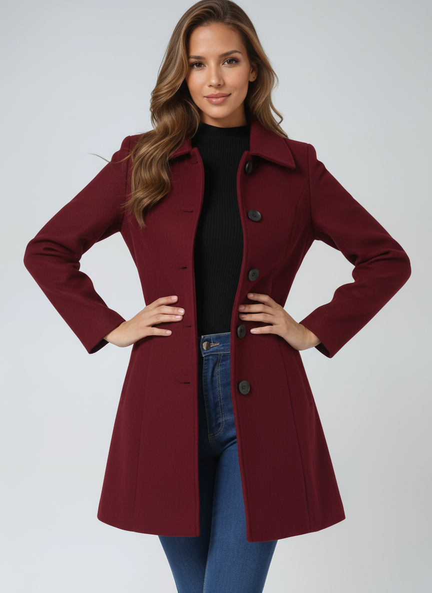 Alanah | Classic Button Coat with long sleeve and button closure