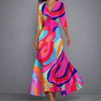 Women's Colourful Print Maxi Dress – Flowy Summer Dress
