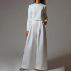 Women's Wide Leg Tailored Pants Set – Straight Top Matching Two Piece Set