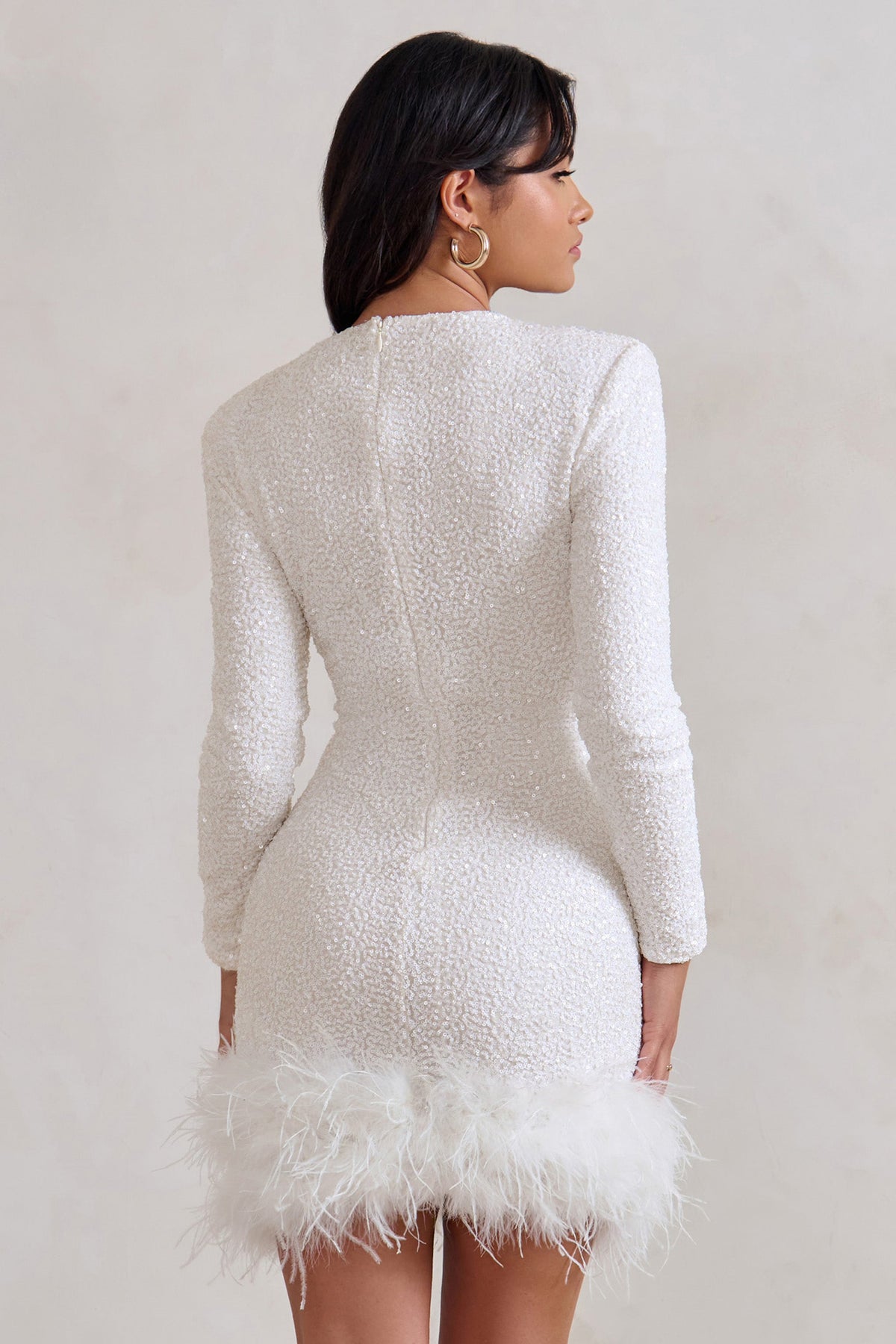 Women's Halter Feather Mini Dress – Statement Trim Cocktail Party Dress
