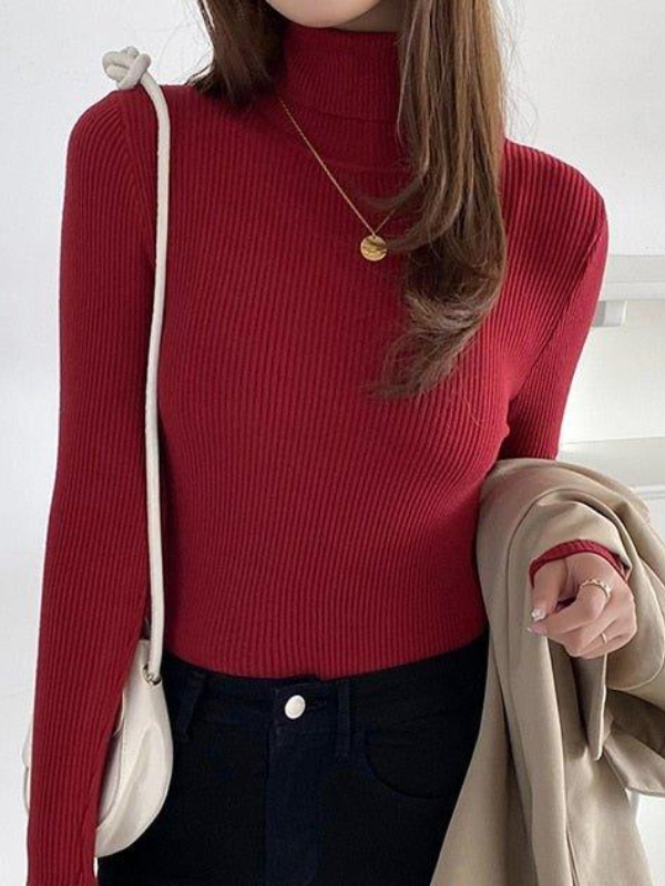 Women's Classic Roll Neck Sweater – Turtleneck Winter Knit Sweater