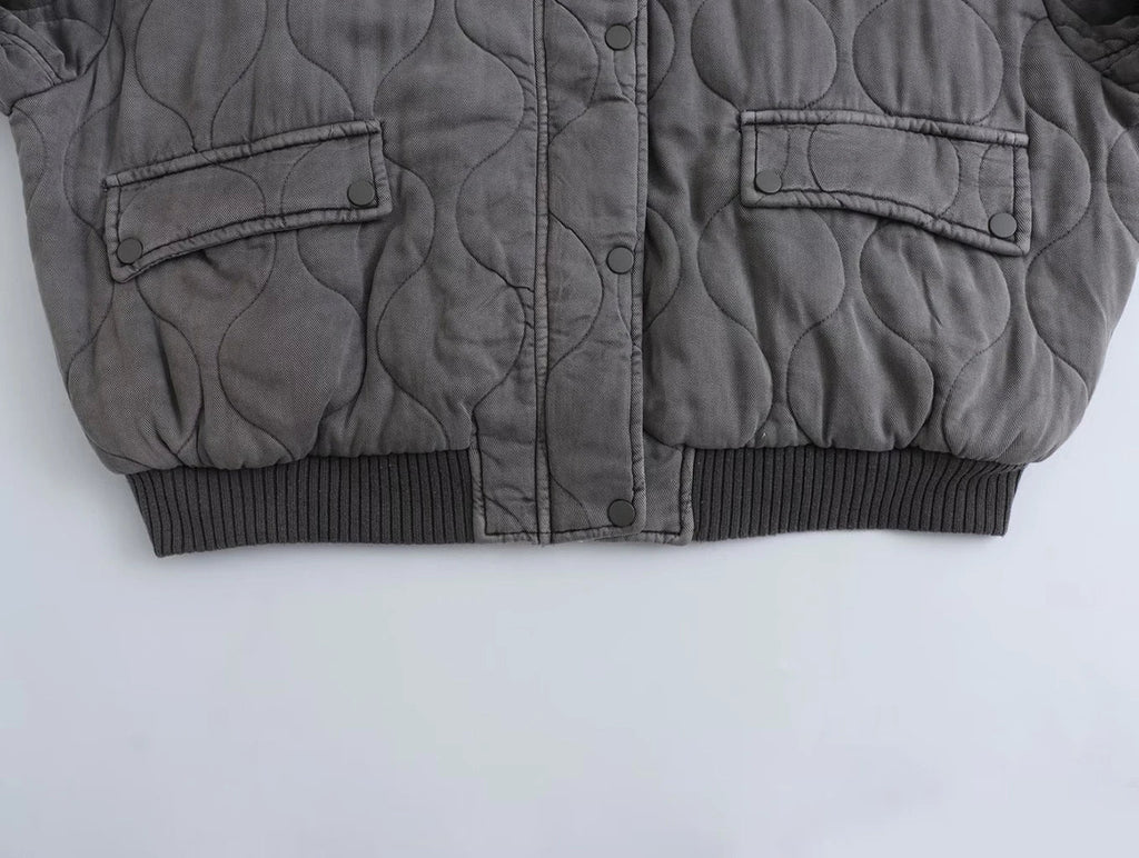 Women's Quilted Bomber Jacket – Diamond Stitch Jacket