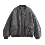 Women's Quilted Bomber Jacket – Diamond Stitch Jacket