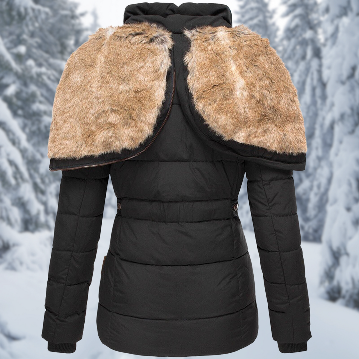 Women's Fur Hood Winter Jacket – Hooded Cold Weather Longline Coat