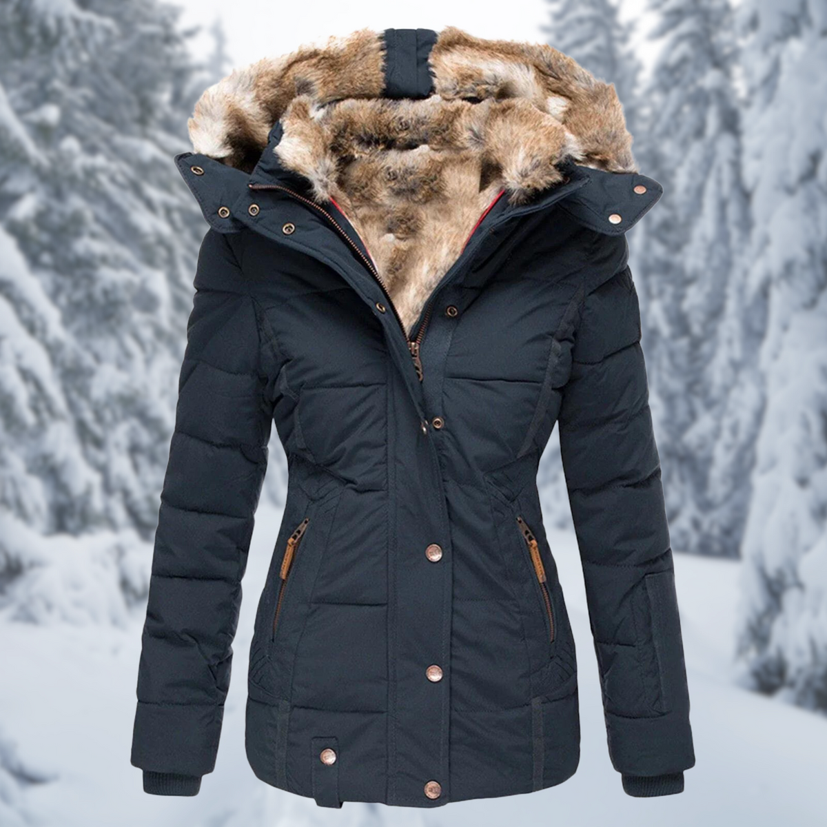 Women's Fur Hood Winter Jacket – Hooded Cold Weather Longline Coat