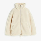 Women's Oversized Stand Collar Jacket – Zip-Up Cold Weather Winter Jacket