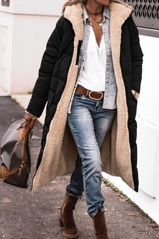 Women's Reversible Hooded Winter Coat – Longline Cold Weather Coat