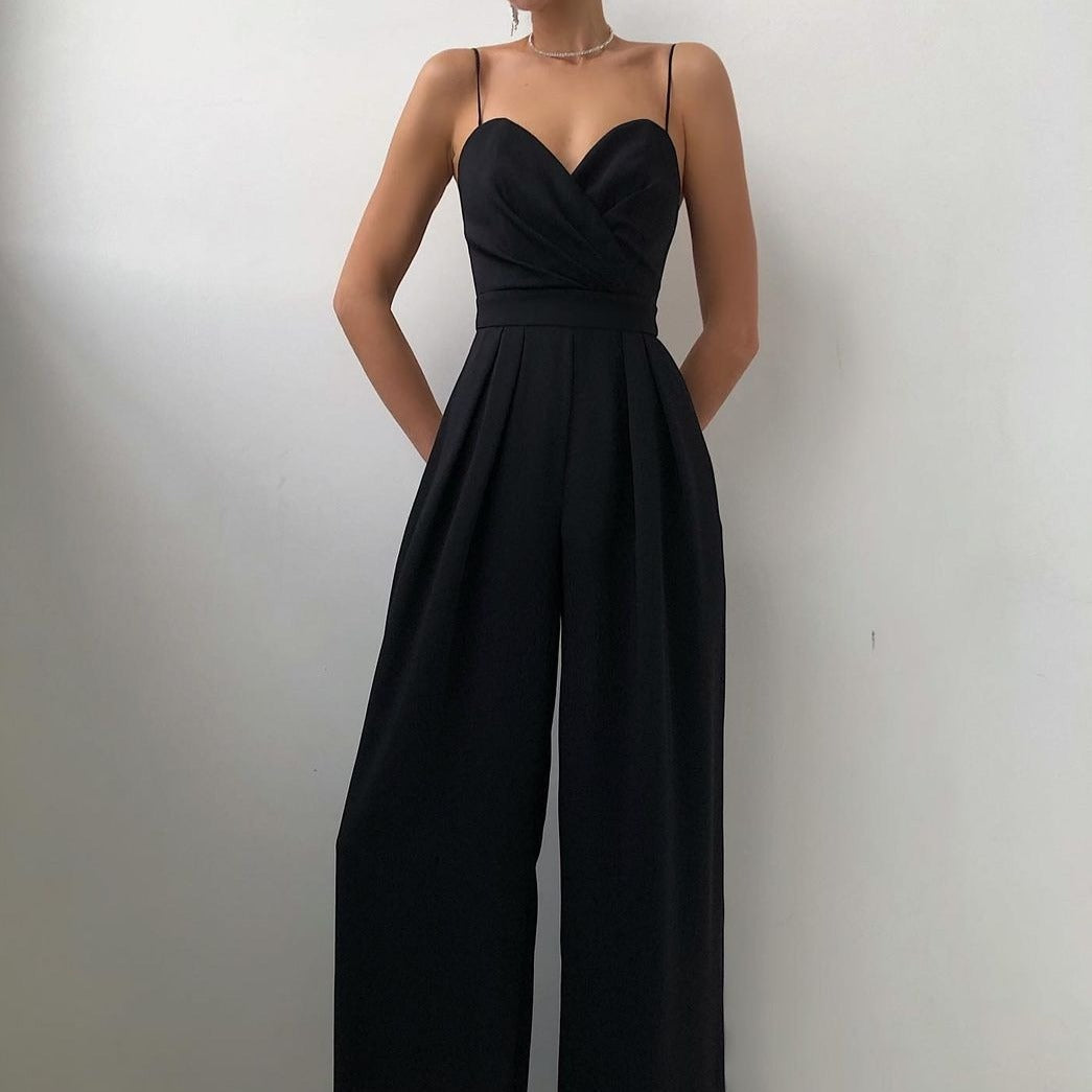 Women's Flowy Wide Leg Jumpsuit – Sleeveless Formal Occasion Jumpsuit