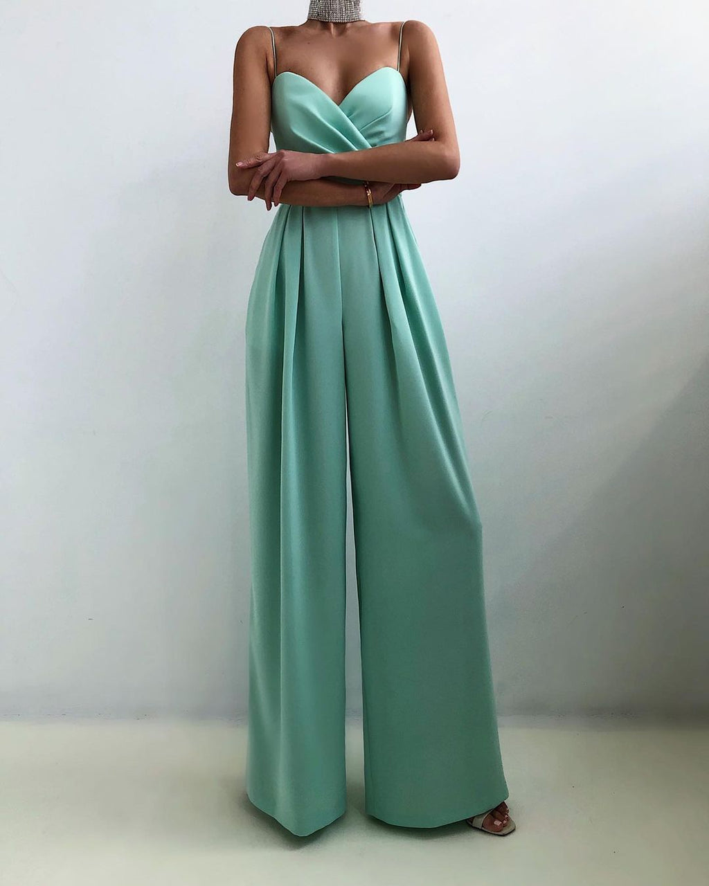 Women's Flowy Wide Leg Jumpsuit – Sleeveless Formal Occasion Jumpsuit