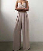 Women's Flowy Wide Leg Jumpsuit – Sleeveless Formal Occasion Jumpsuit