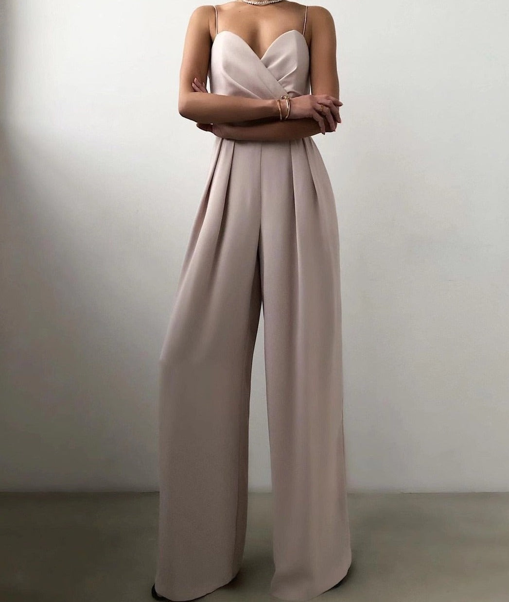 Women's Flowy Wide Leg Jumpsuit – Sleeveless Formal Occasion Jumpsuit