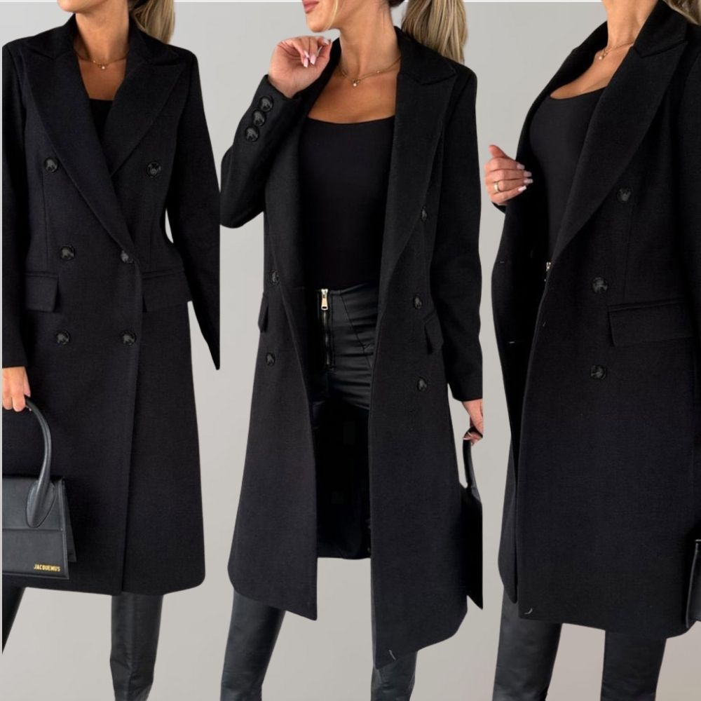 Women's Relaxed Long Coat – Classic Button Front Overcoat