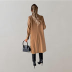 Women's Relaxed Long Coat – Classic Button Front Overcoat