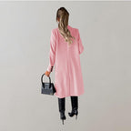 Women's Relaxed Long Coat – Classic Button Front Overcoat