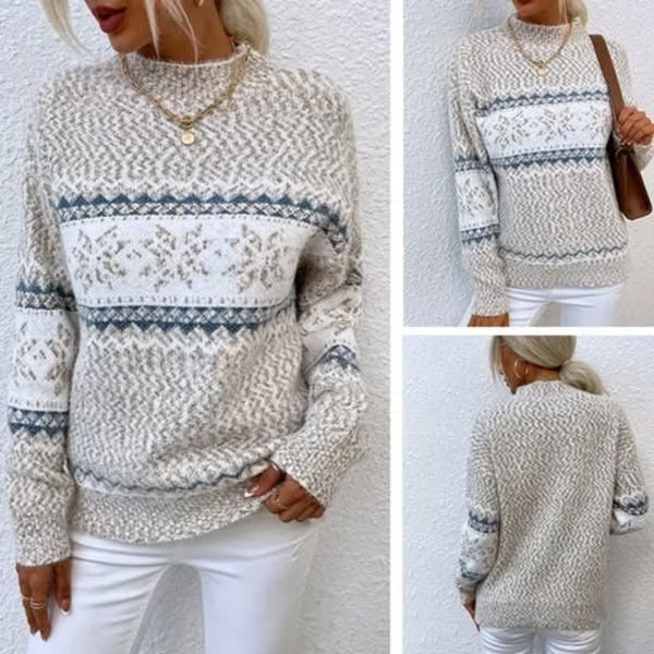 Women's Vintage Autumn Sweater – Classic Long Sleeve Knit Sweater
