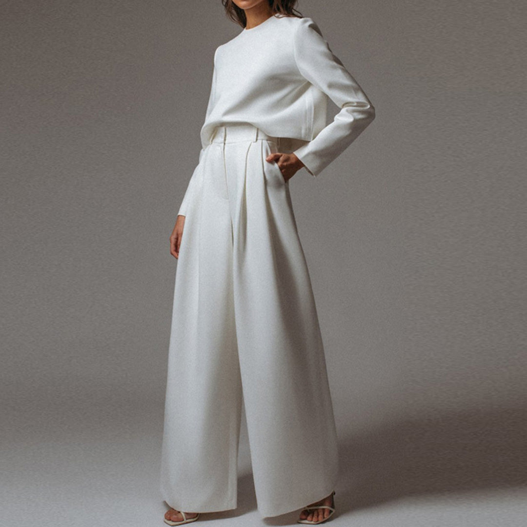 Women's Relaxed Palazzo Set – Matching Top & Wide Leg Occasion Pants Set