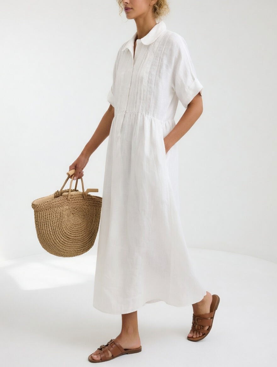 Women's Relaxed Shirt Dress – Button Front Flowy Day Dress