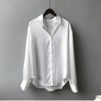 Women's Button Placket Long Sleeve Blouse – Classic Shirt Blouse