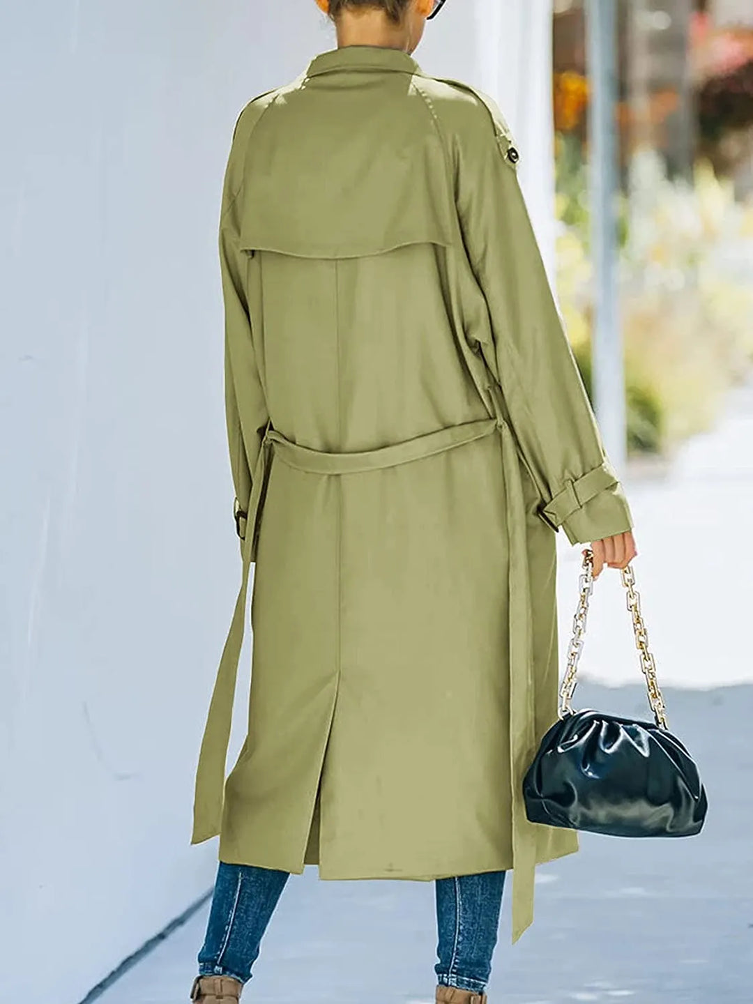 Women's Tailored Belted Trench Coat – Classic Longline Overcoat